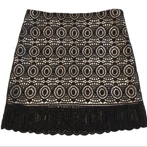 Club Monaco Black Crochet Lace Mini Skirt 0